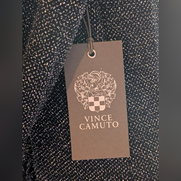 Vince Camuto Navy Blue Glitter Asymmetrical Drape Dress, Size 14 - Picture 9 of 11